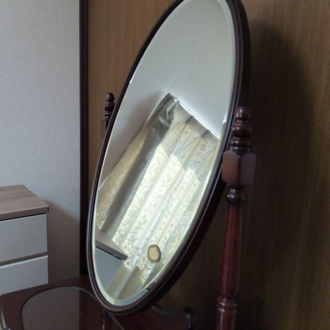 ダークブラウン ドレッサー・ミエミラー最高級銅引鏡　鏡台　美品 椅子別売り