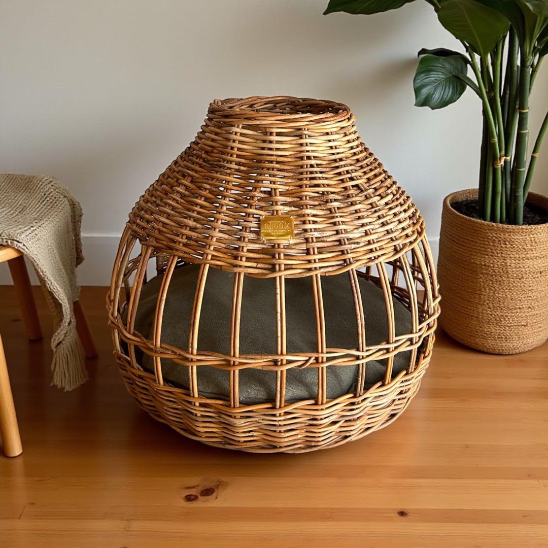 天然皮付き籐アラログ　猫ちぐら　ねこハウス　ねこのおうち