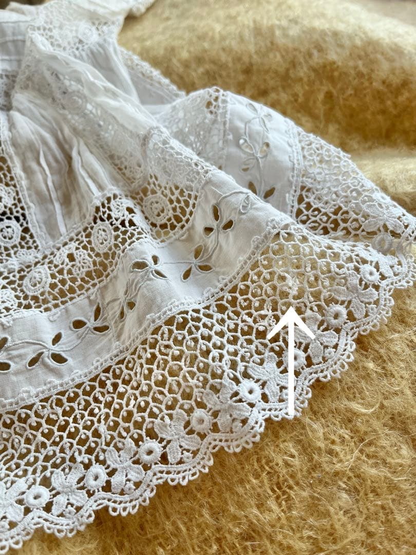 ◆フランスアンティーク｜セレモニーベビードレスA洗礼式白レーステディベアドール