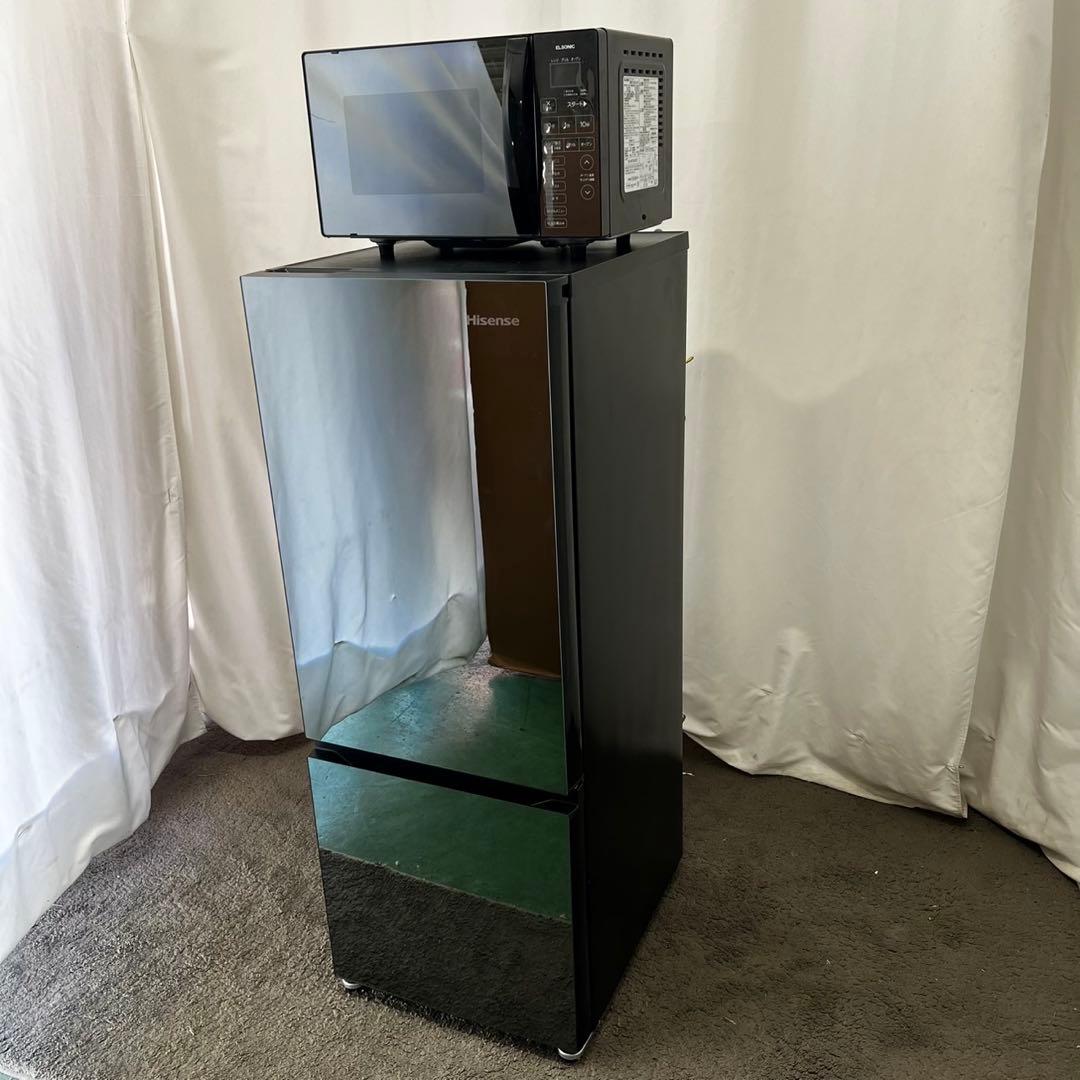 125 一人暮らし　家電セット　冷蔵庫　レンジ　黒　小型　設置無料　中古　安い