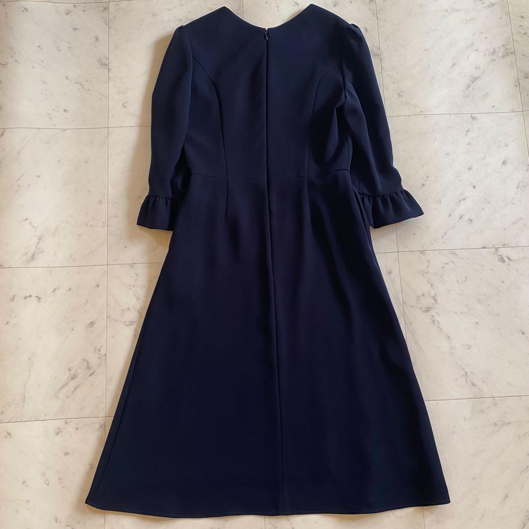 【美品】ボーダーズアットバルコニー　V-NECK DRESS 38 ネイビー