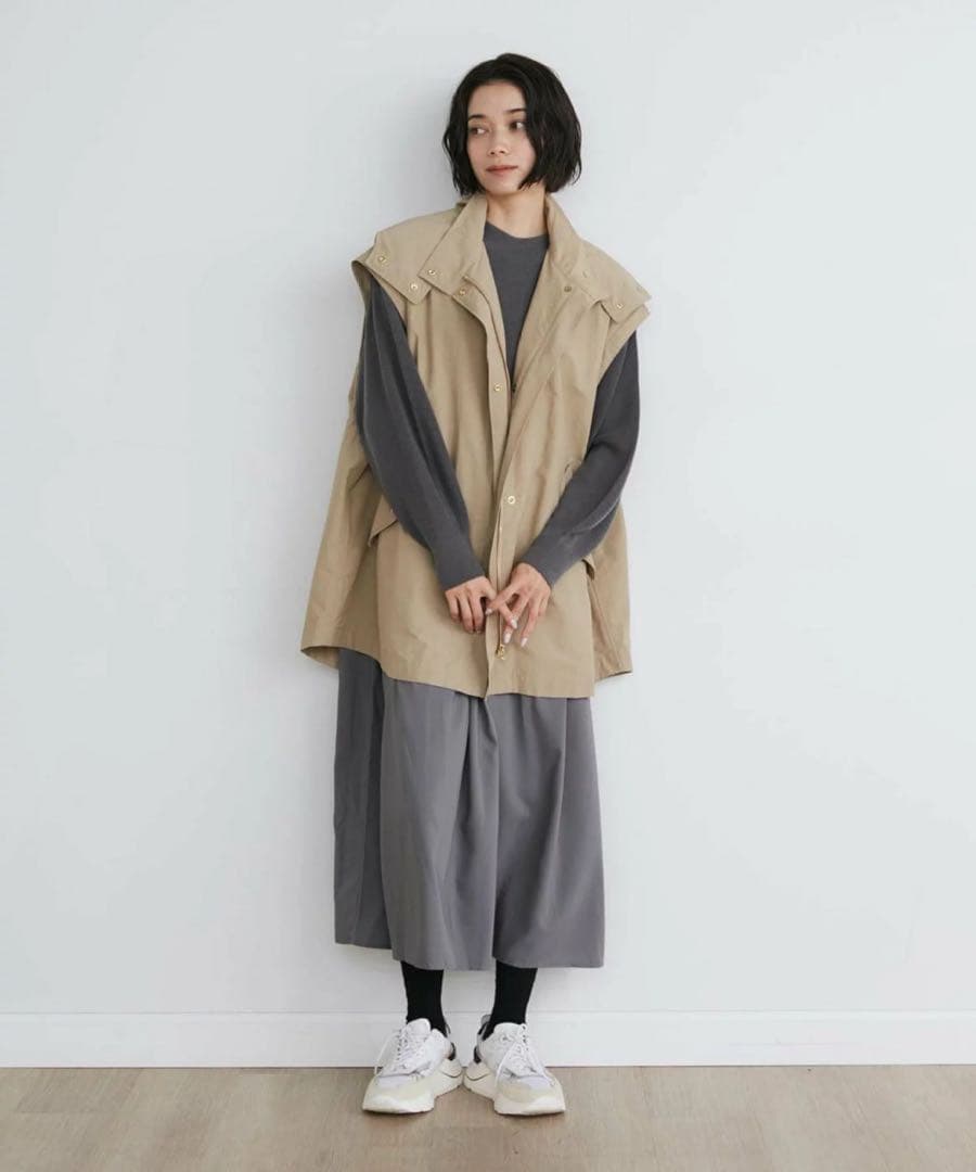 【yvon】イヴォン　ネイビー フード付き モッズコート2WAY オーバーサイズ