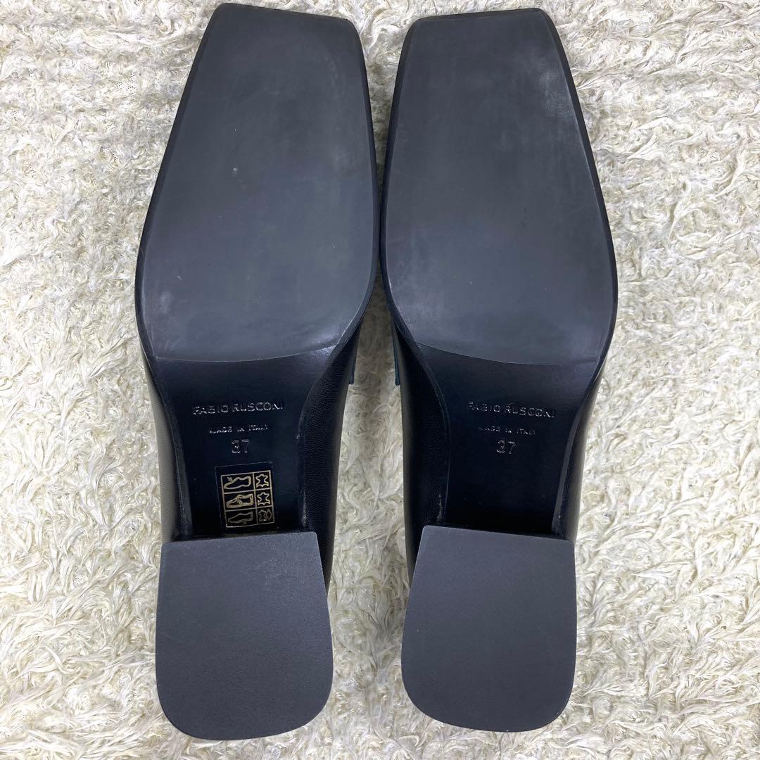 『未使用級』ファビオルスコーニ ローファー スクエアトゥ ブラック レザー 37