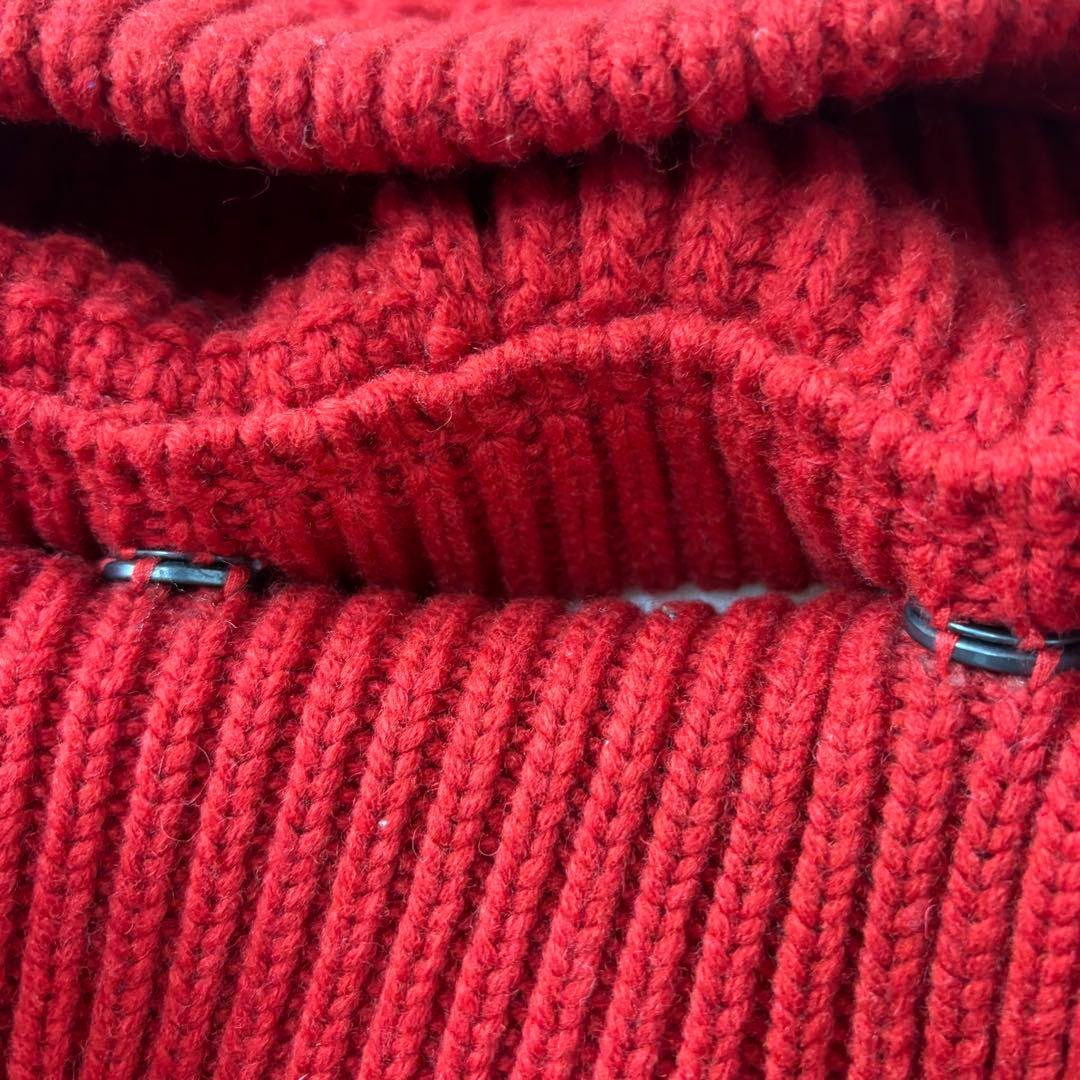 バーバリーブラックレーベル フード付き赤ニット ダッフルコート M 2way