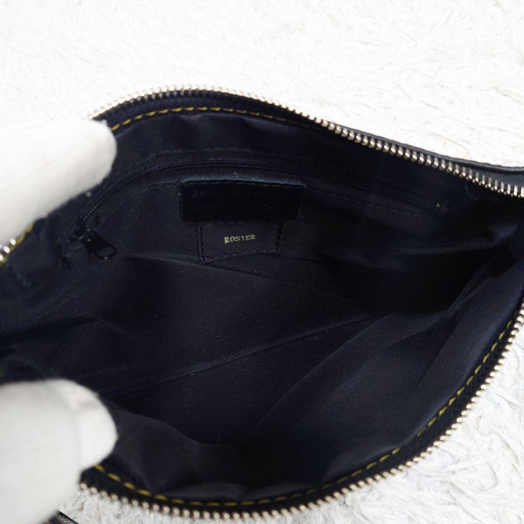 ROSIER　ハラコショルダーバッグ　ポーチ　2way　切り替え　レザー　黒