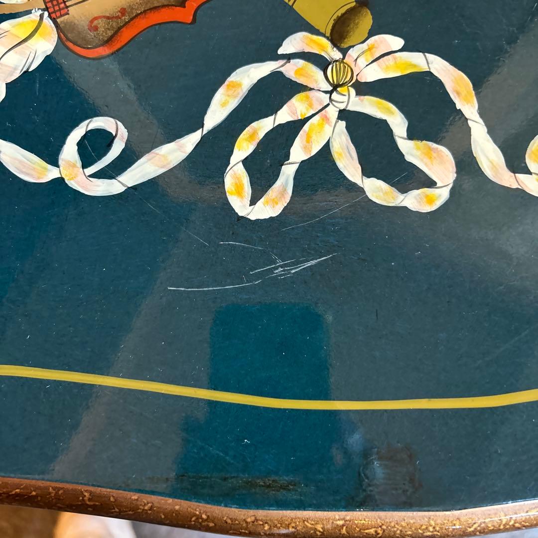 ロココ調チェスト ダークグリーン 2段引き出し　時計付き