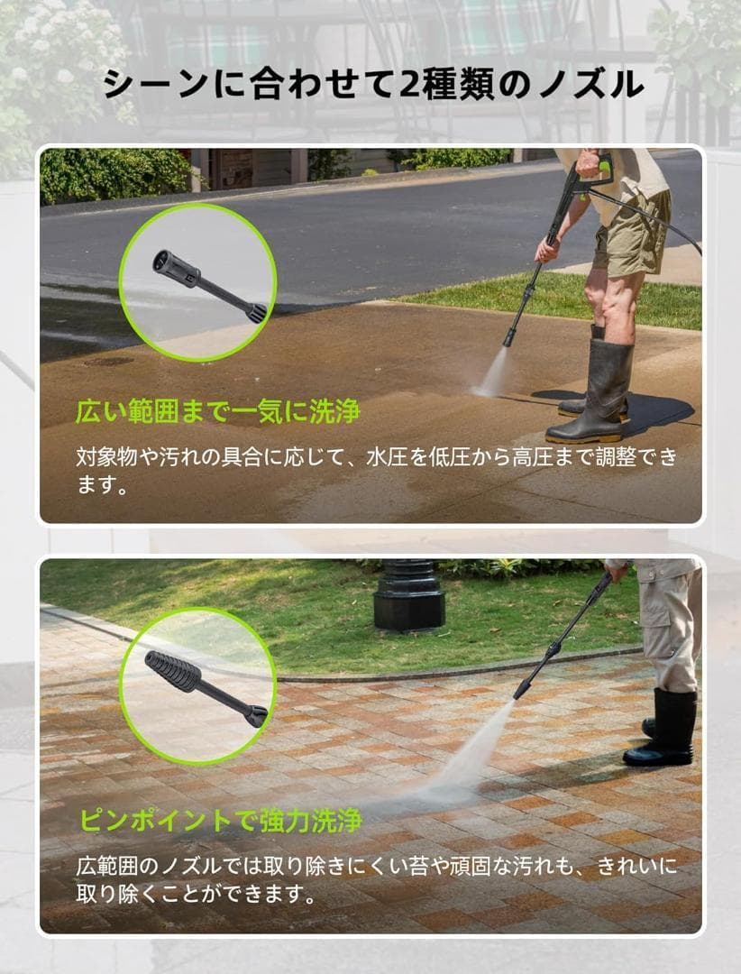 ハイパワー！ 高圧洗浄機 1400W 50Hz/60Hz 給水 蛇口・バケツ両用
