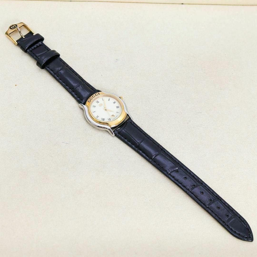 稼働 GUCCI 腕時計 8000L デイト ヴィンテージ レザー 外箱1123