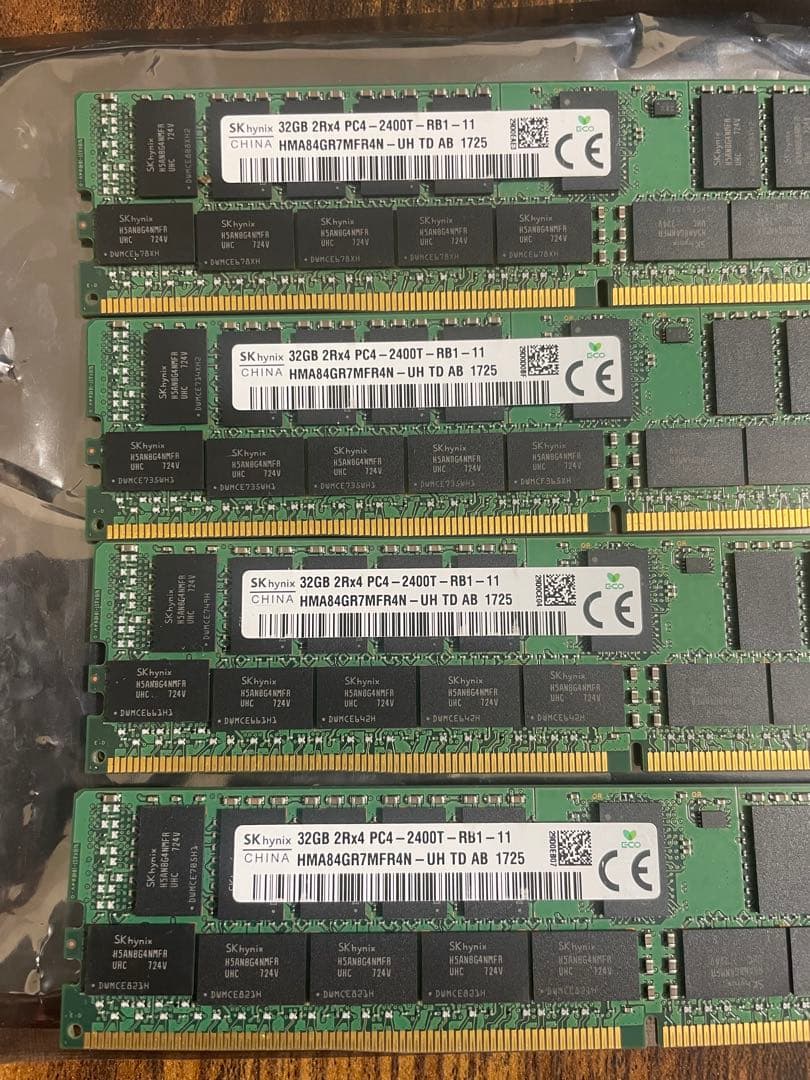 128GB 32GB 4枚セット　DDR4-2400T RDIMM メモリ