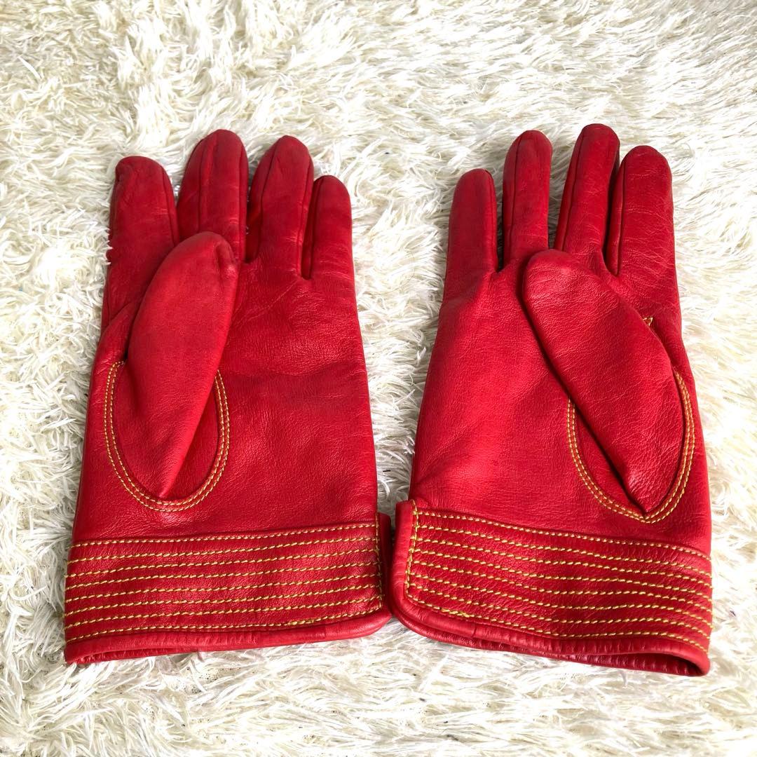 【✨美品】ヴィヴィアンウエストウッド 手袋 羊革 ラムレザー オーブ 赤