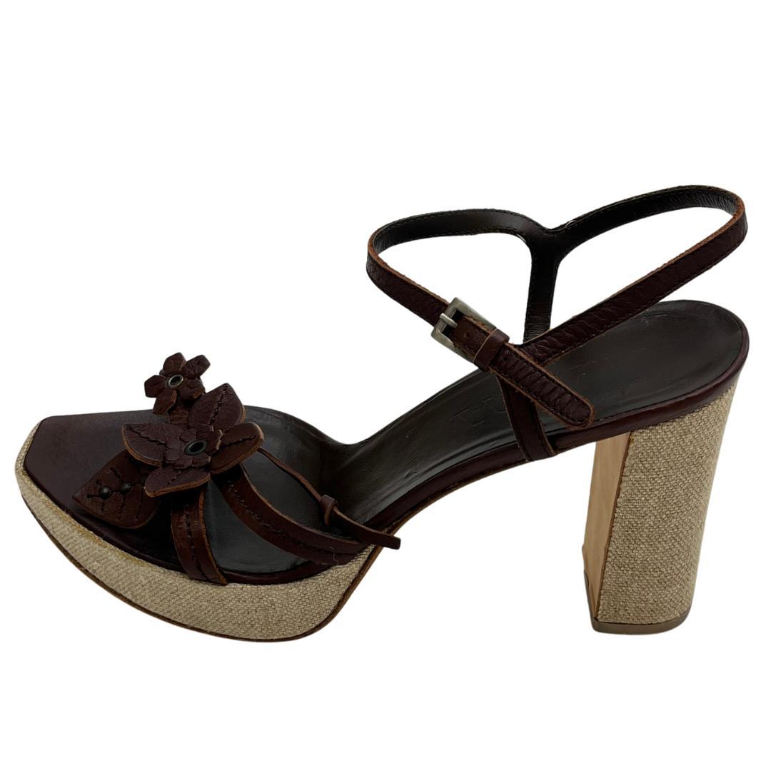 PRADA プラダ フラワーモチーフ サンダル ヒール　サイズ38　24cm