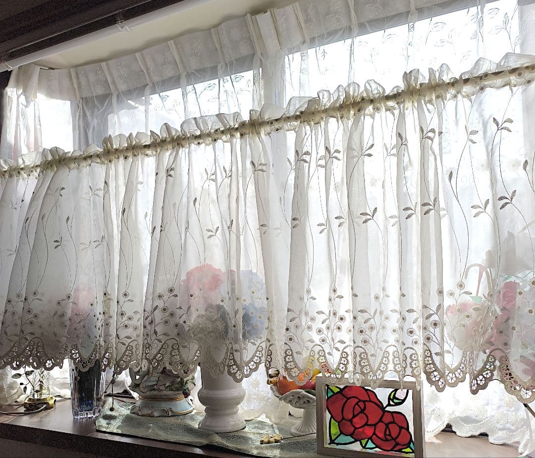 カフェカーテン【ピコ様オーダー品　トルコ刺繍レース　スカラップ】ハンドメイド