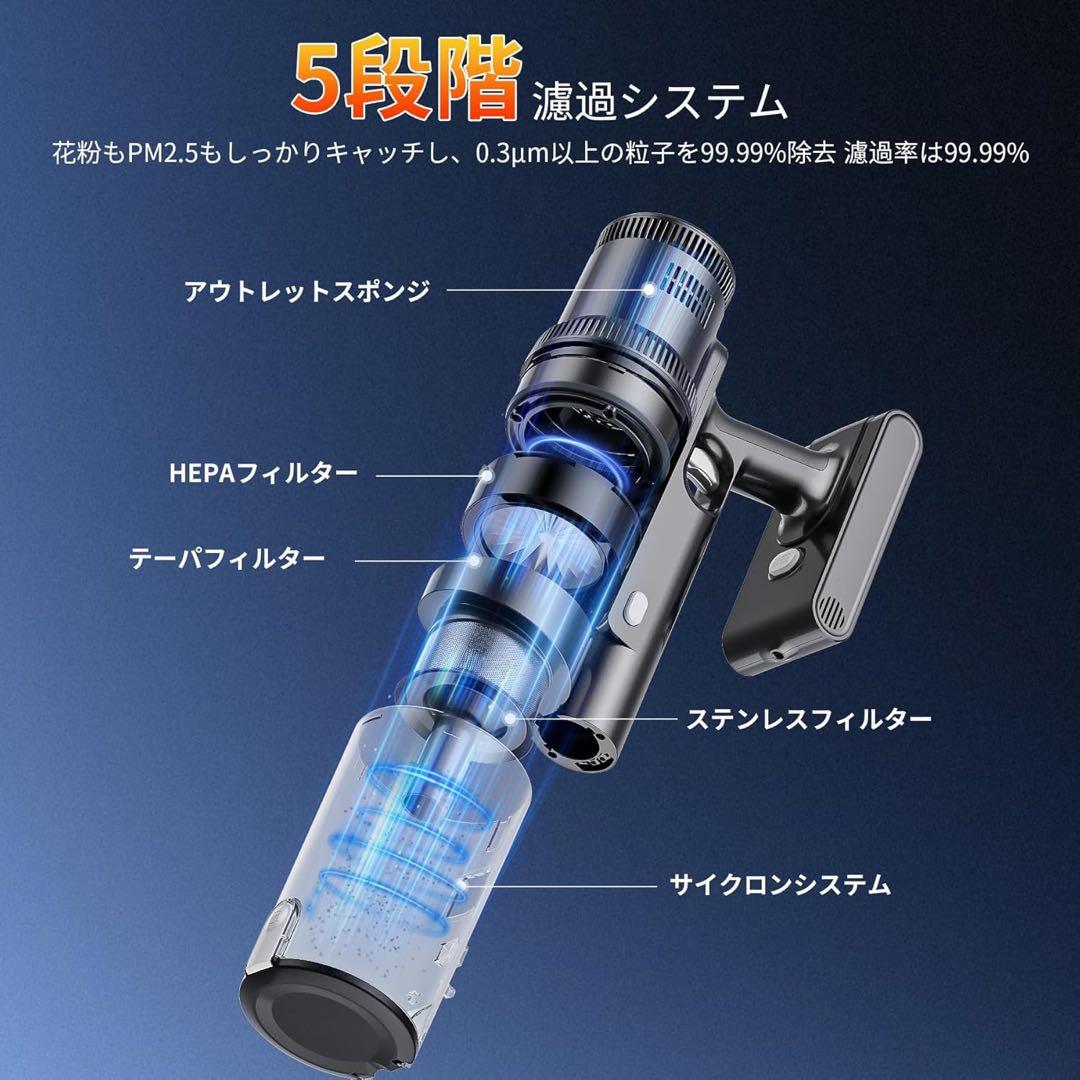 最終特価‼️強力吸引 コードレス掃除機 35000Pa 水拭き一体型 サイクロン