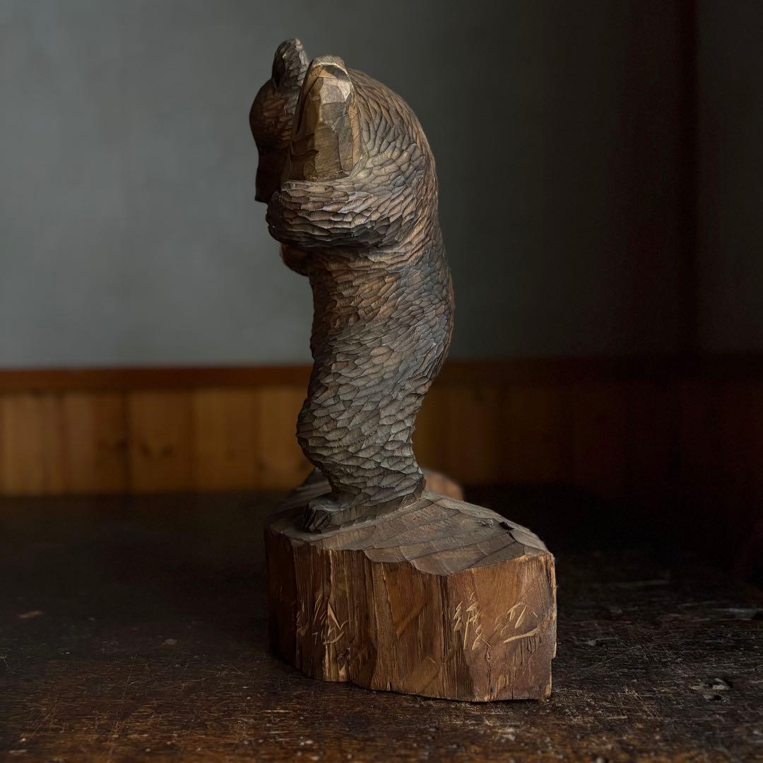 スズキ作　【木彫熊】h44cm立ち姿立ち熊