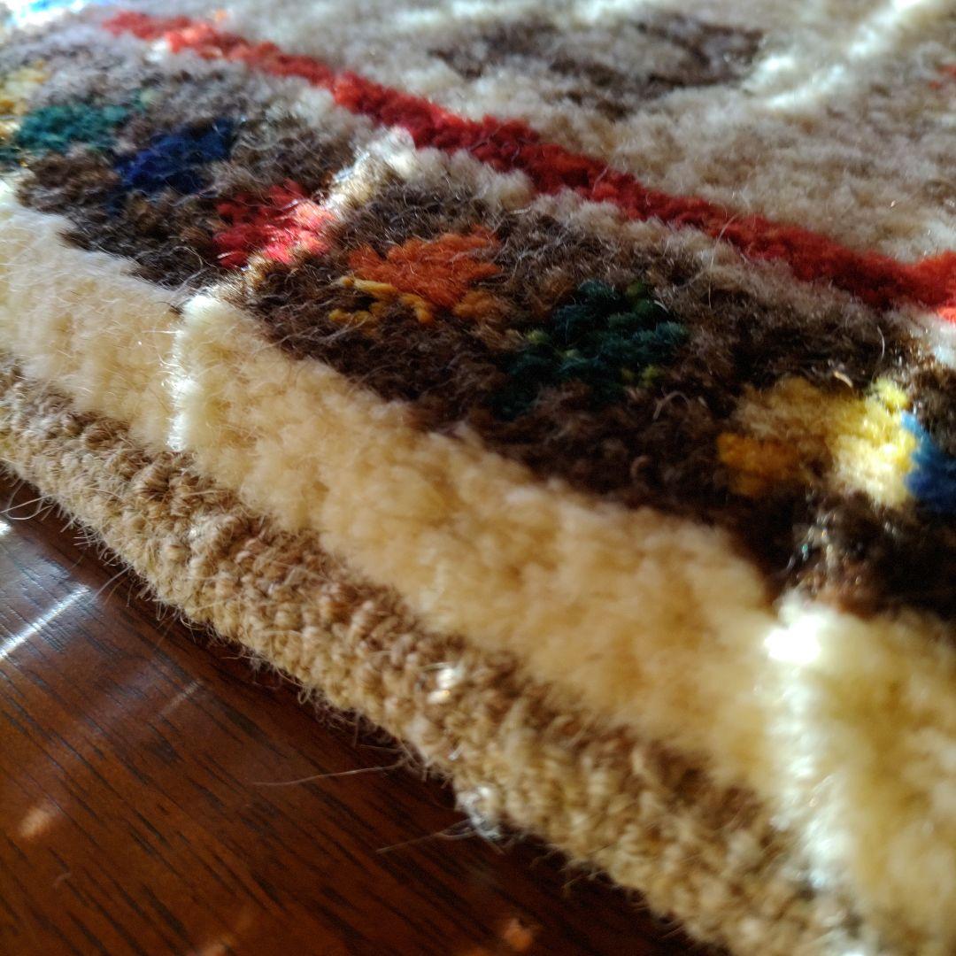 ギャッベ 148×64 イラン 幅広 廊下 草木染 玄関マット 手紬 手織り