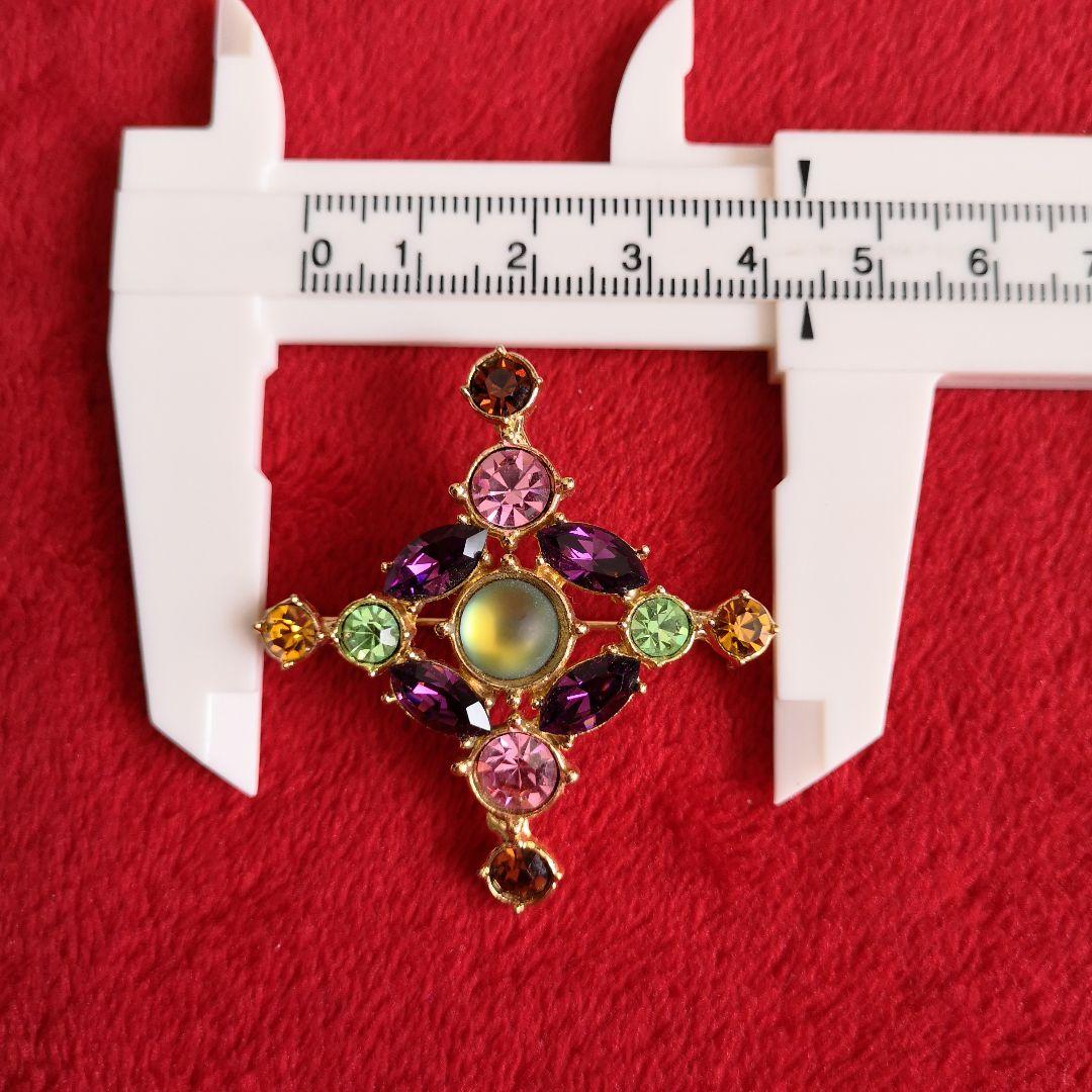 コスチュームジュエリー 宝石カラー コンビネーション ガラス1 ブローチ