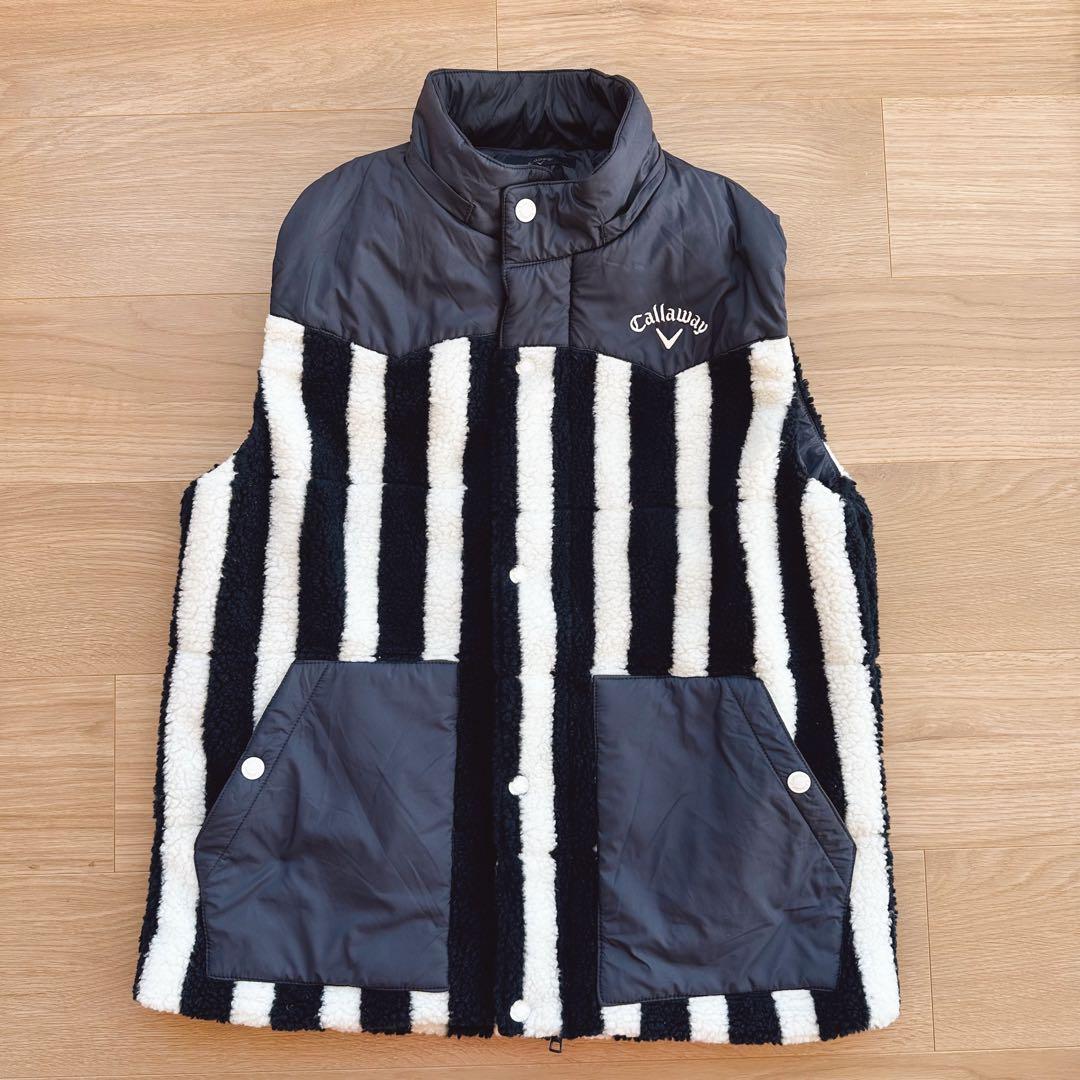 【新品未使用】Callaway Lサイズ メンズ中綿ボアベストネイビーホワイト