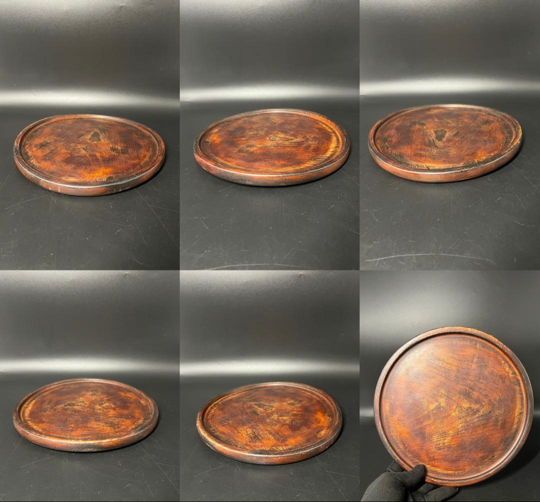 江戸後期〜明治初期 欅製 くり抜き丸盆 拭き漆 酒盆 茶盆 民藝 数寄者向け