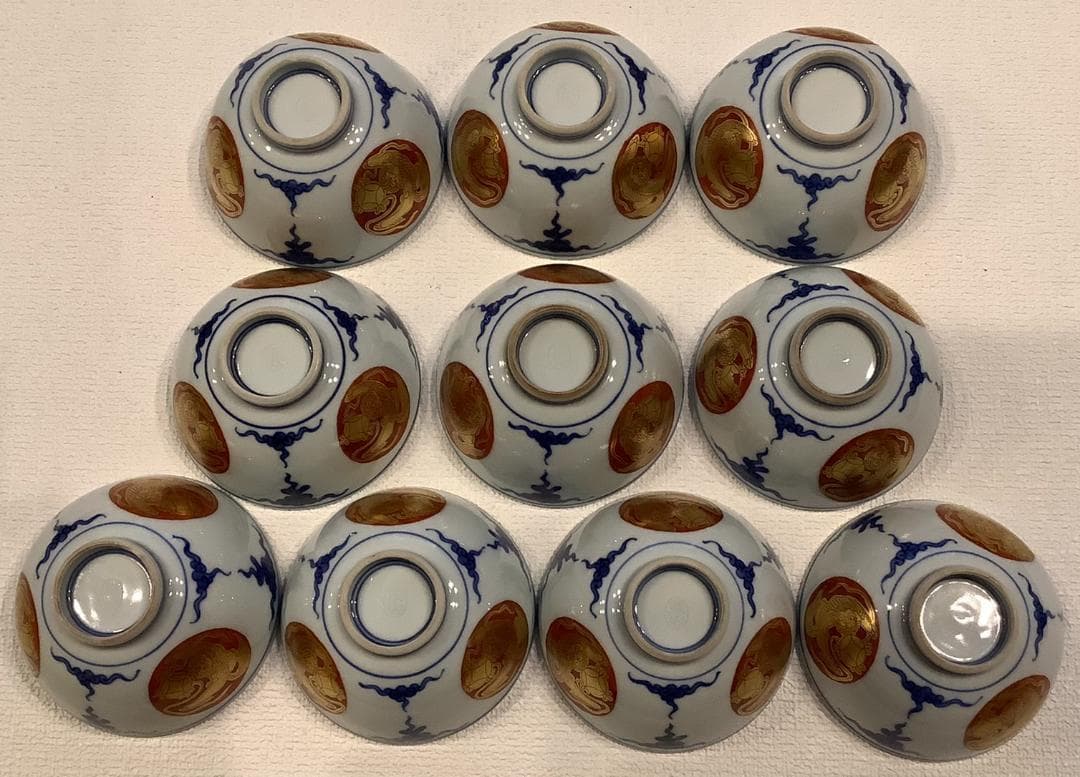 【宮永東山】茶盌　金襴手獅子図　汲み出し茶盌　14客※