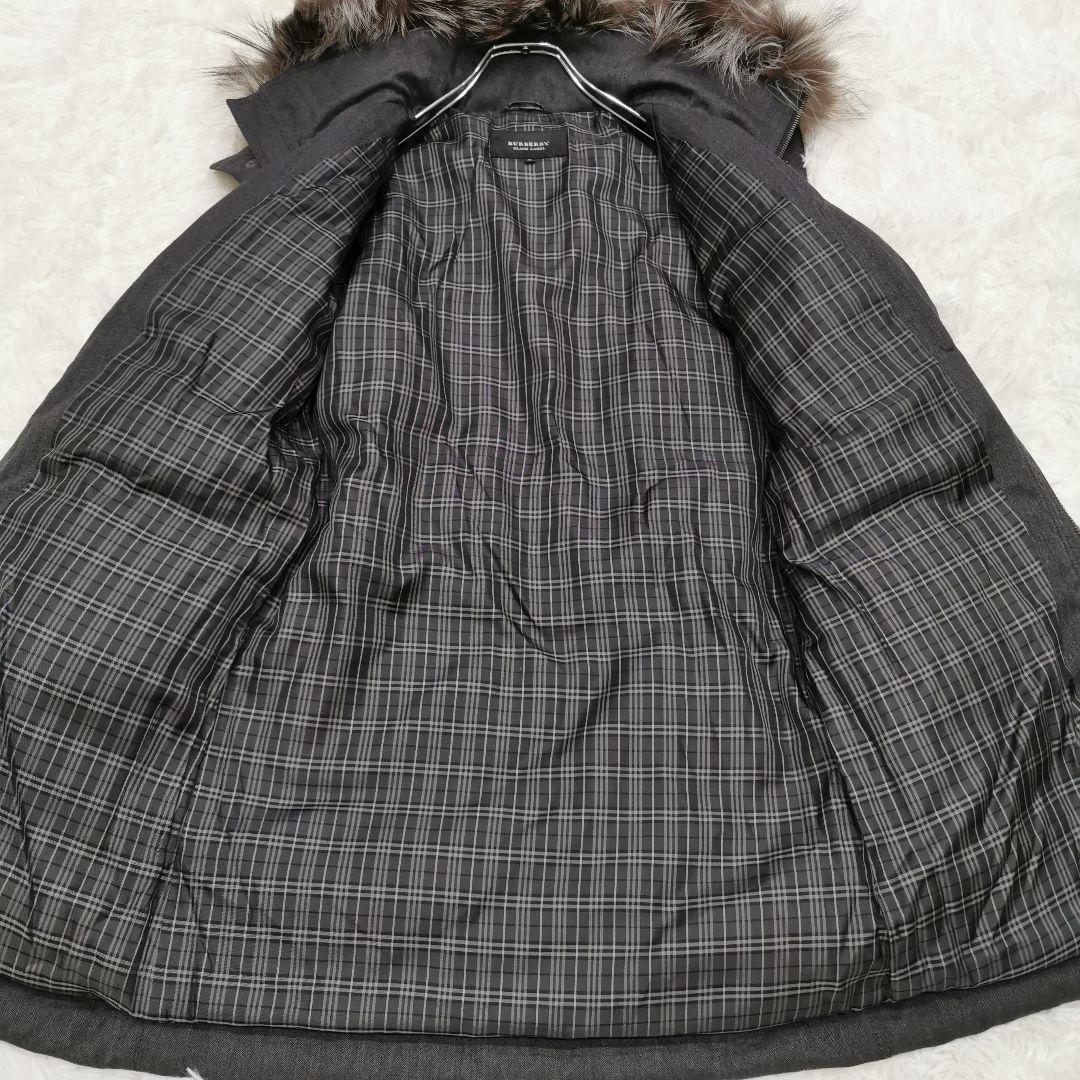 美品 バーバリーブラックレーベル ウール 着脱可ファー付 ダウンコート Mサイズ