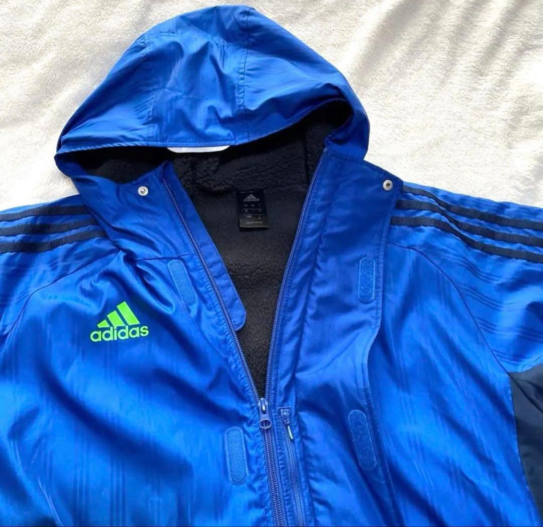 adidasベンチコート　ロングコート　青