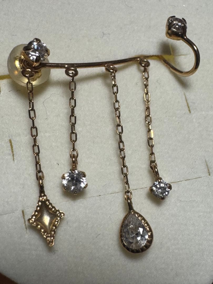 テイクアップ エレガント ゴールド チェーンピアス