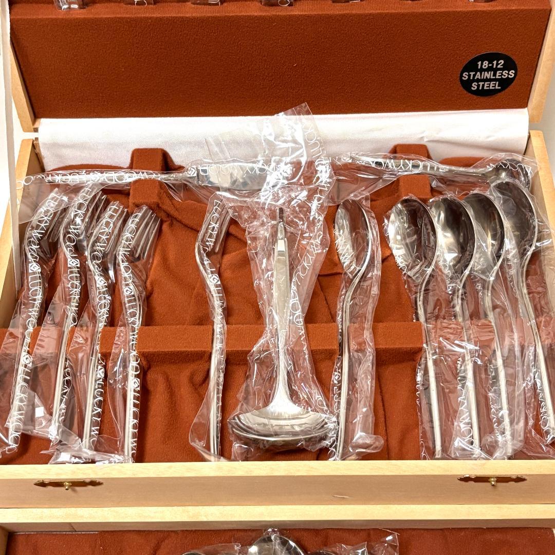【新品・未使用品】ラッキーウッド カトラリーセット 50pc 5客用