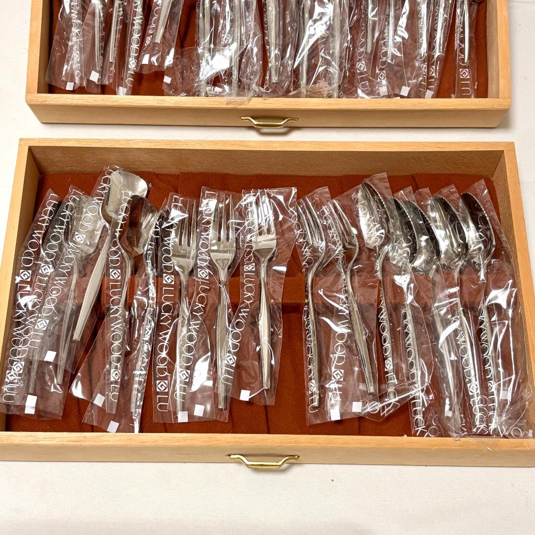 【新品・未使用品】ラッキーウッド カトラリーセット 50pc 5客用