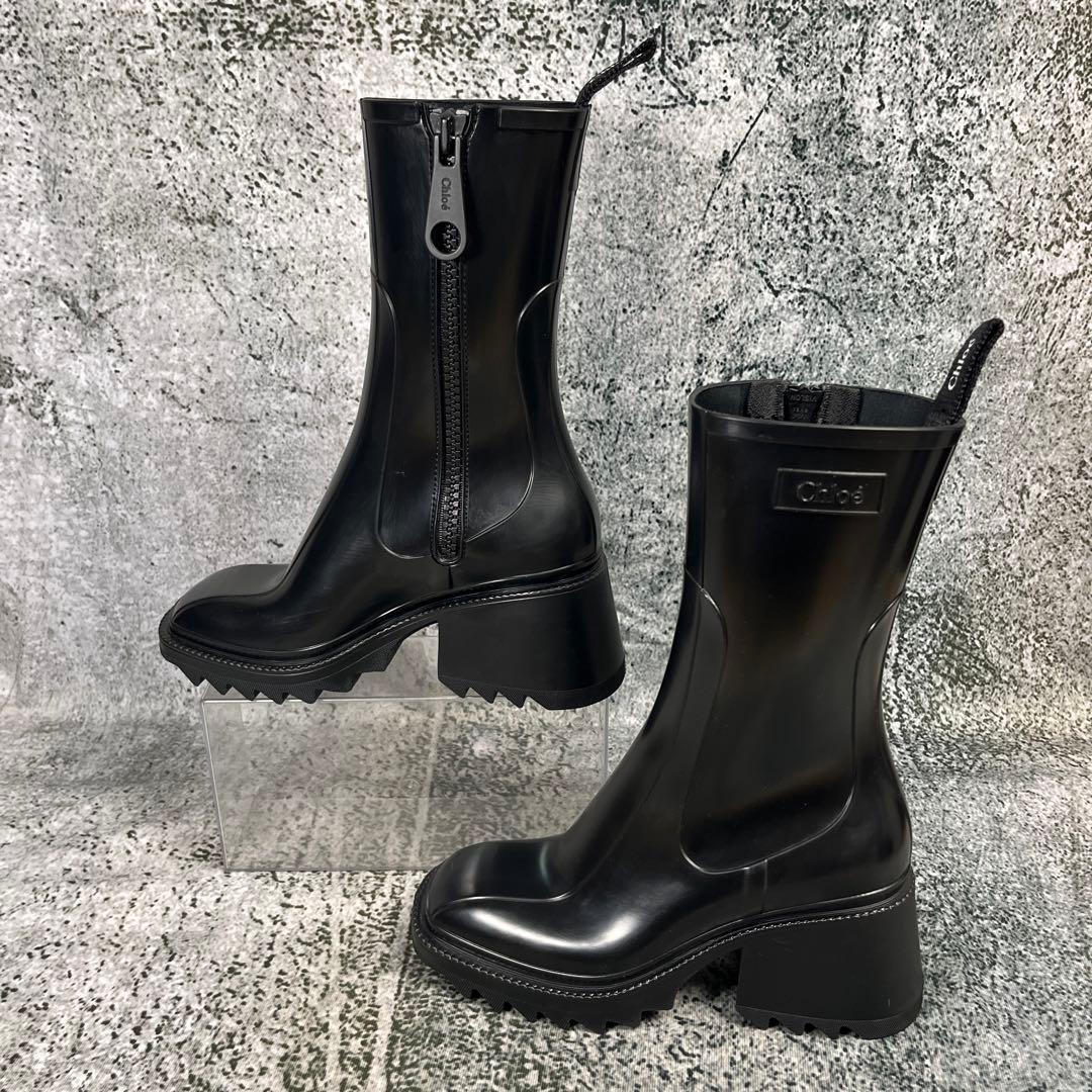 Chloé ブラックラバーブーツ レインブーツ