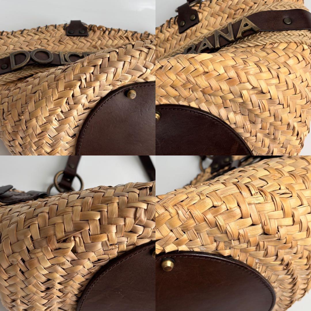 極美品 DOLCE&GABBANA カゴバッグ 籠 レザー ロゴ 希少レア品