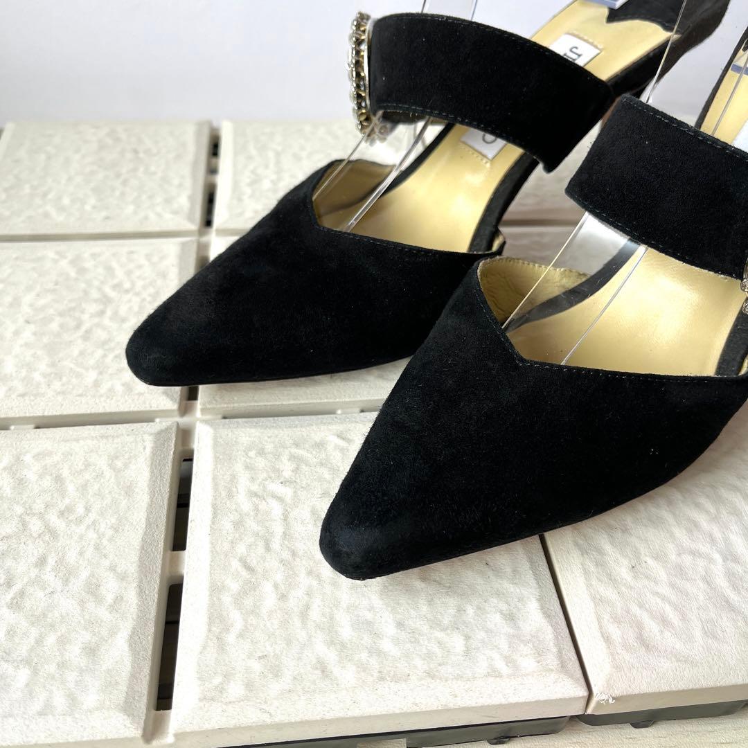 訳あり 36 ジミーチュウ　ミュール　サンダル　黒　ビジュー　23