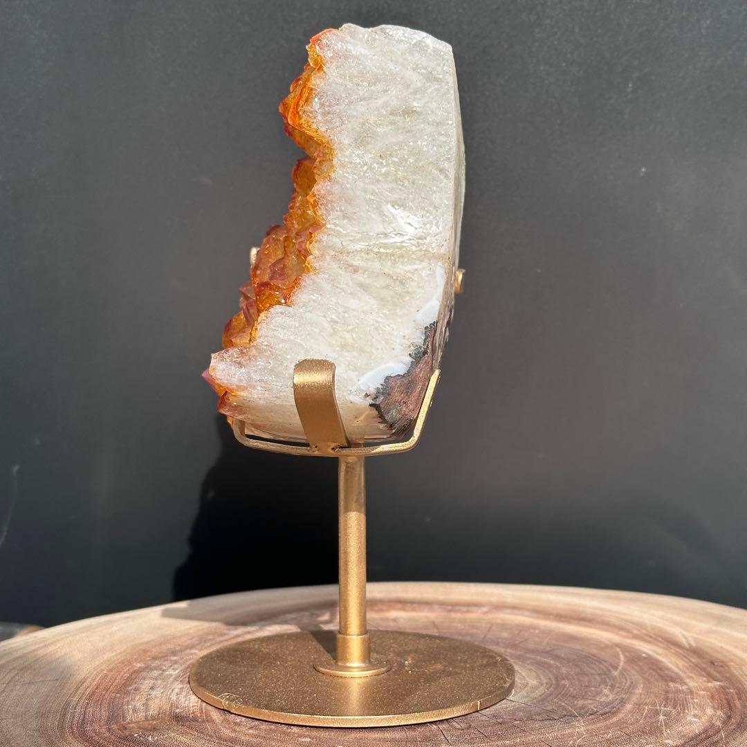 天然石シトリンの月　置物　台座付きG.64