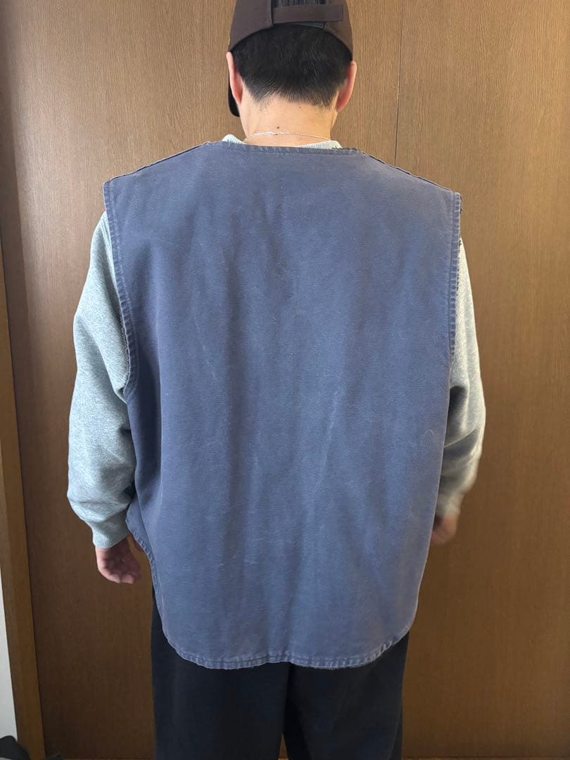 古着 カーハート Carhartt ダックベスト メンズXXL相当 ネイビー