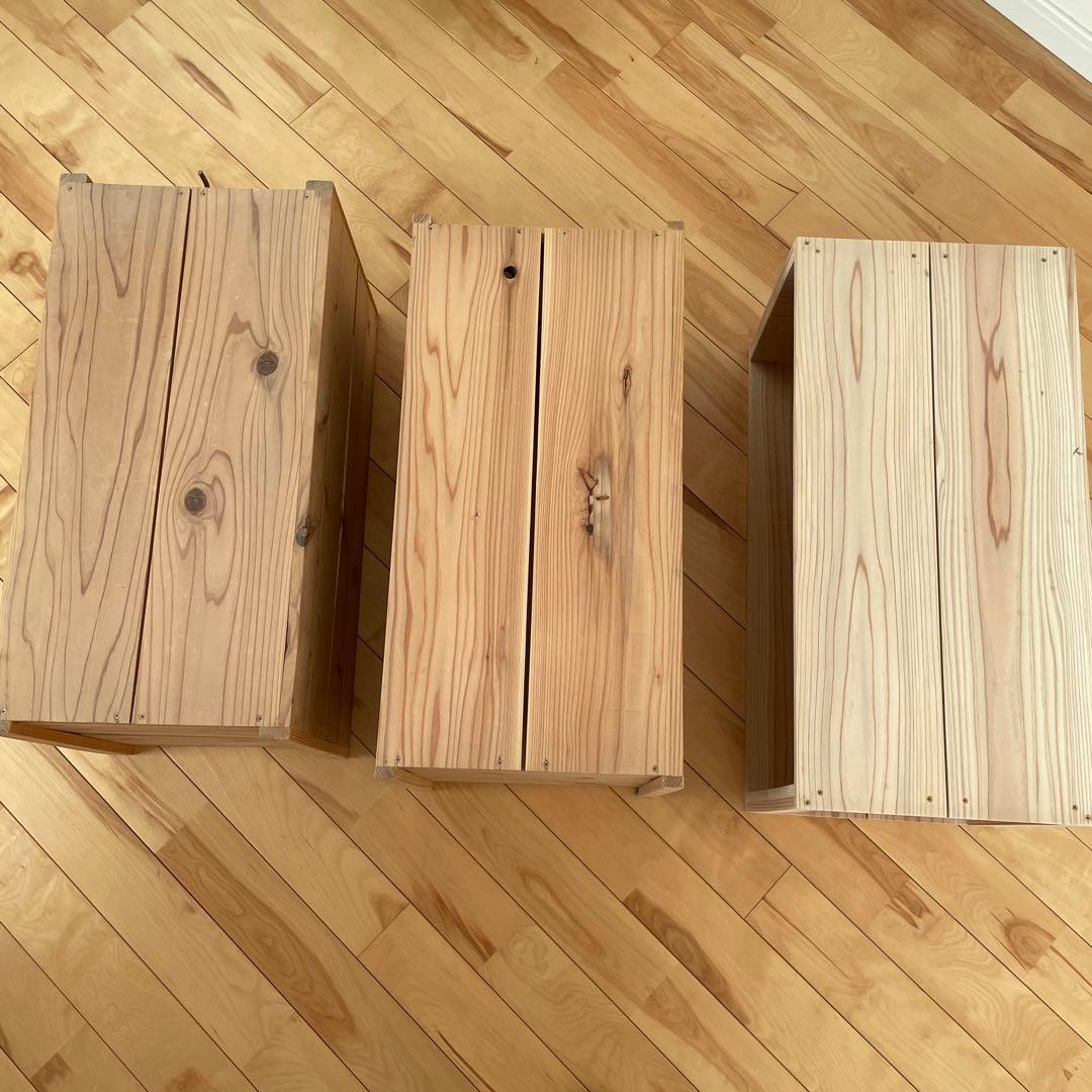 イエノlabo りんご箱　本棚　シェルフ　木製　3点セット　中古