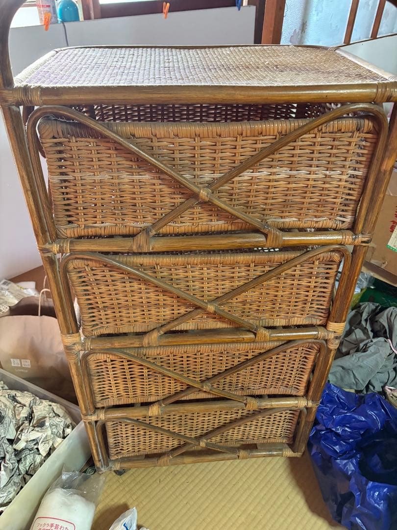 GYP1231 ラタン家具　籐家具　四段チェスト　昭和レトロ