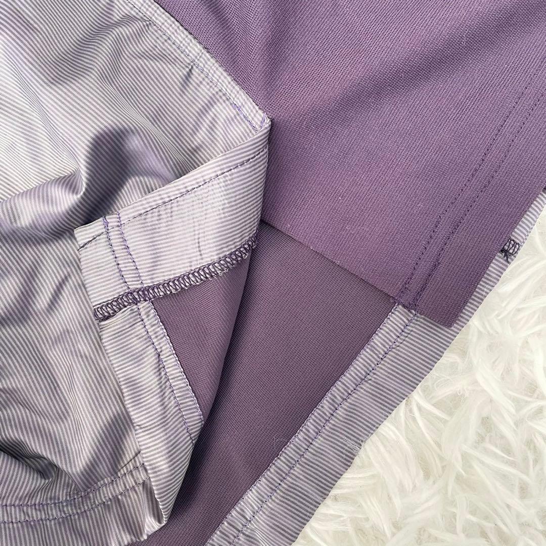 COUP DE CHANCEゴルフハーフジップ 半袖ワンピース紫38 切り替え