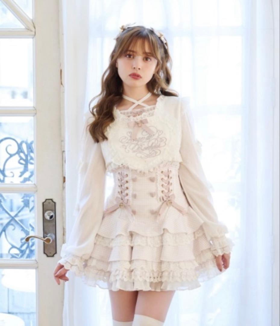 【新品未開封】フリルハートリボンスリーブトップス　LIZLISA ピンク