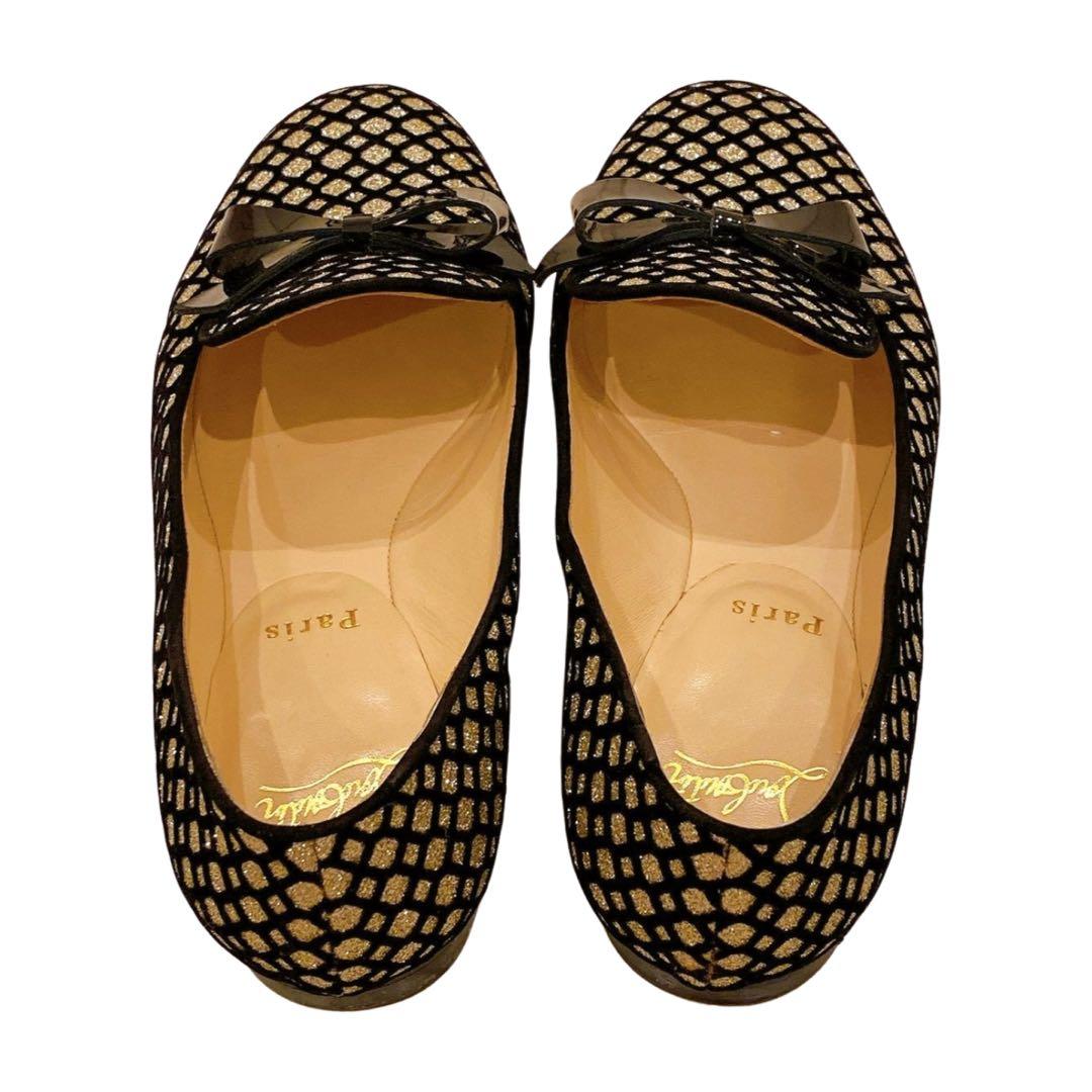 ルブタン　オペラ　フラット　グリッター　シューズ　37