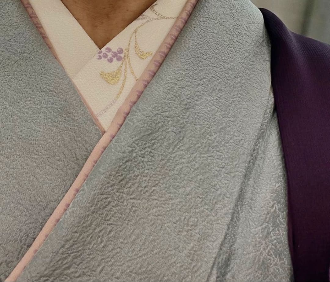 値下げしました❣️色無地 袷★重ね衿付き★逸品 ロング