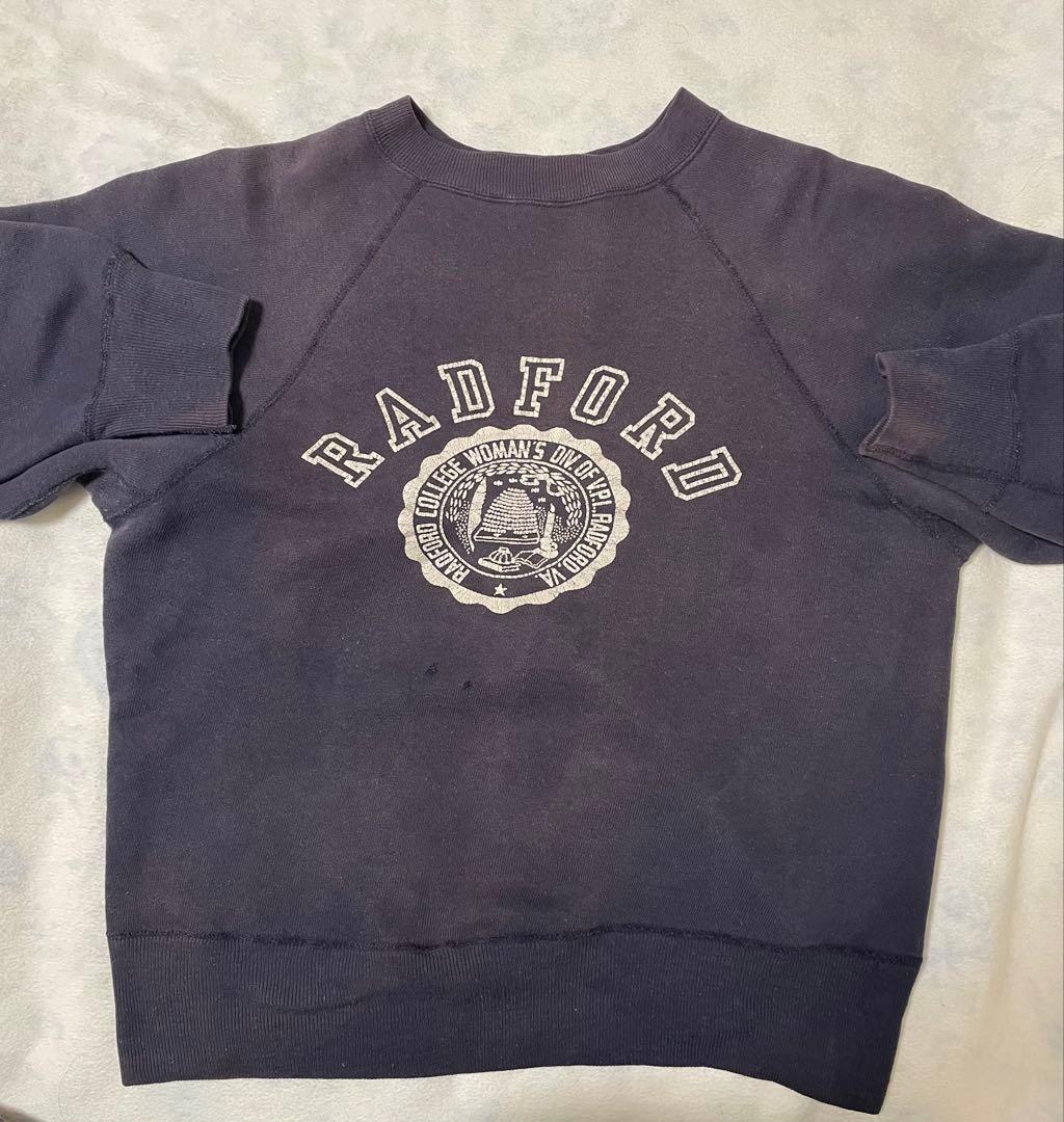 ナス紺　ビンテージスウェット　フェード　ラグラン