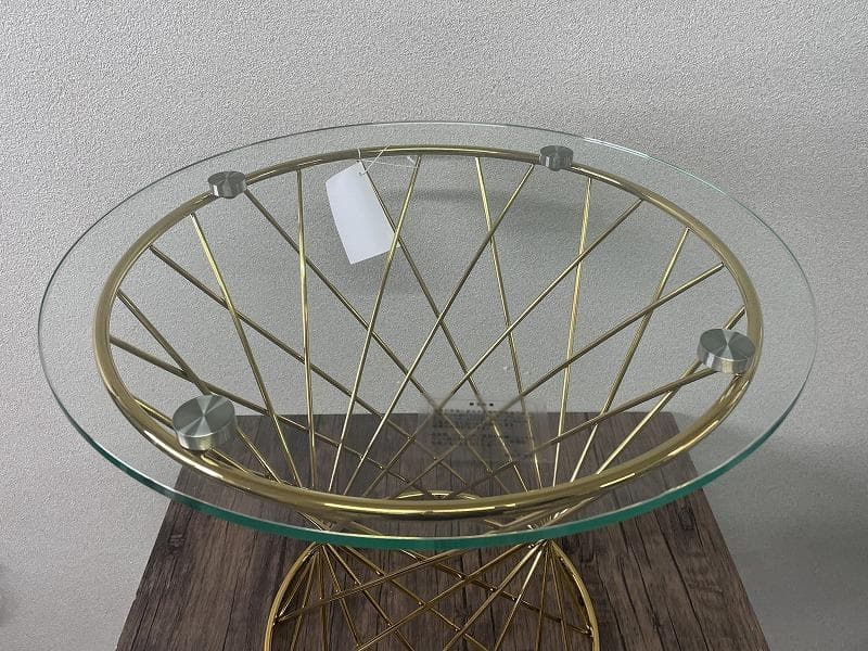 【展示品】フランフラン　マーリアサイドテーブル　クリア×ゴールド