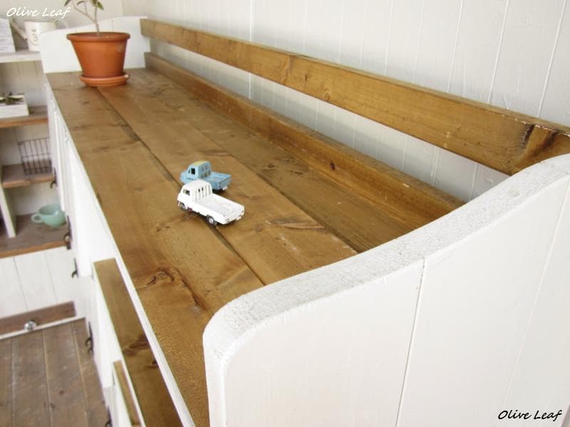 サイズオーダー可！超ワイド6枚パタパタキャビネット●シャビーホワイト●受注製作