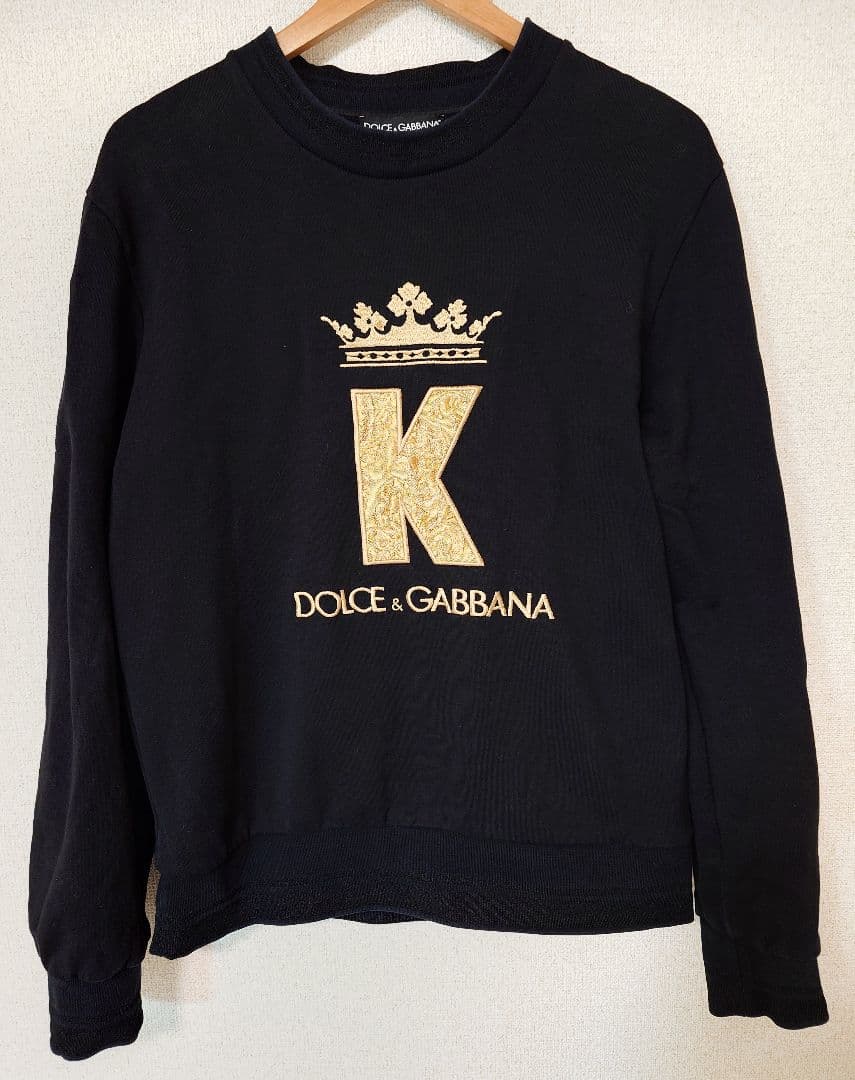 【美品】ドルガバ DGプリント クルーネックスウェットトレーナー ブラック 50