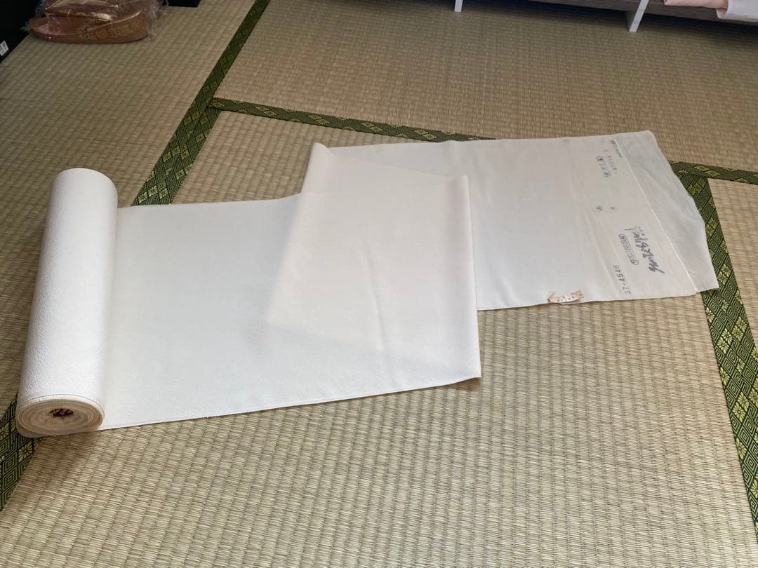 反物　みやびちりめん　正絹　白生地　無地　未仕立て　着物/i019