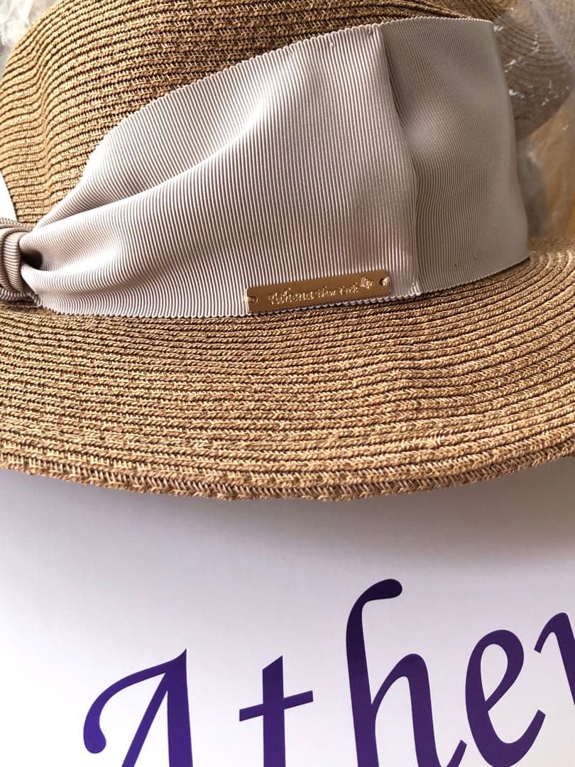 新品タグ付き アシーナニューヨーク【カミラ】スカイグレー UVカット 麦わら帽子