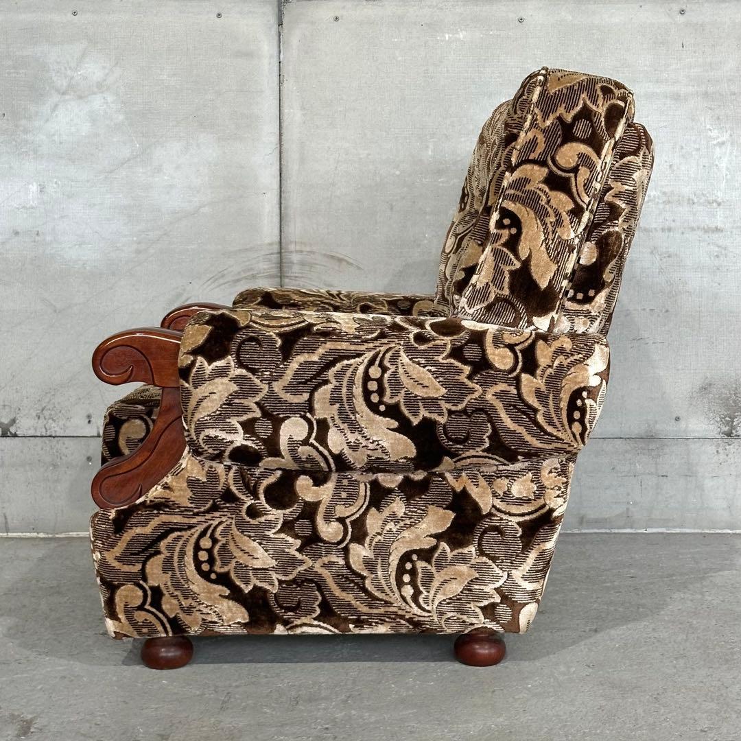 ✿70s✿昭和レトロ ヴィンテージ1人掛けソファ 金華山✕無垢調アーム