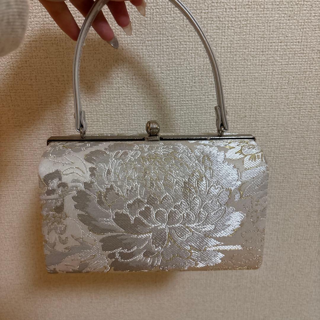 銀白洋菊 花柄和装用バッグと草履セット