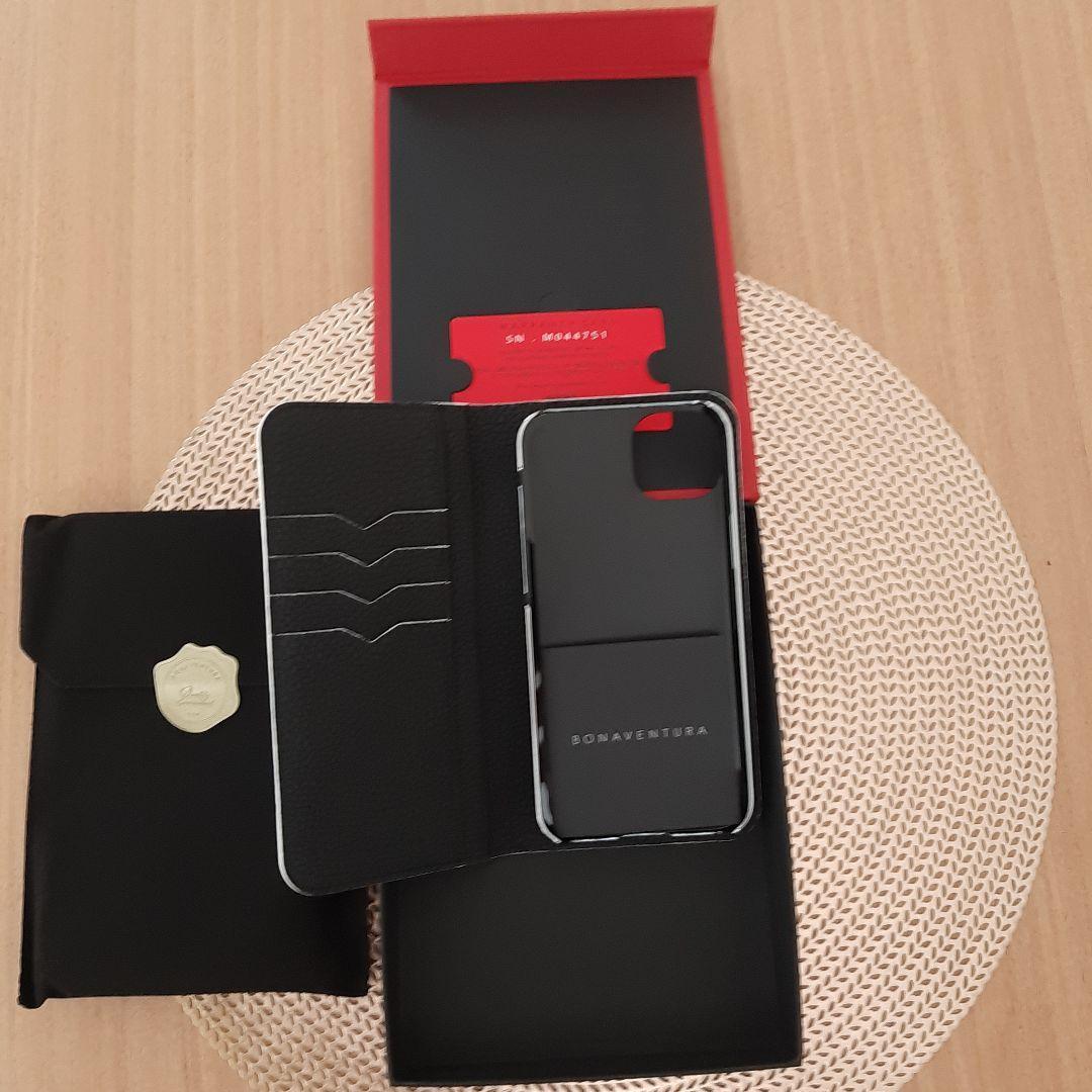 iPhone14Plusダイアリーケース　ブラック　シュリンクレザー