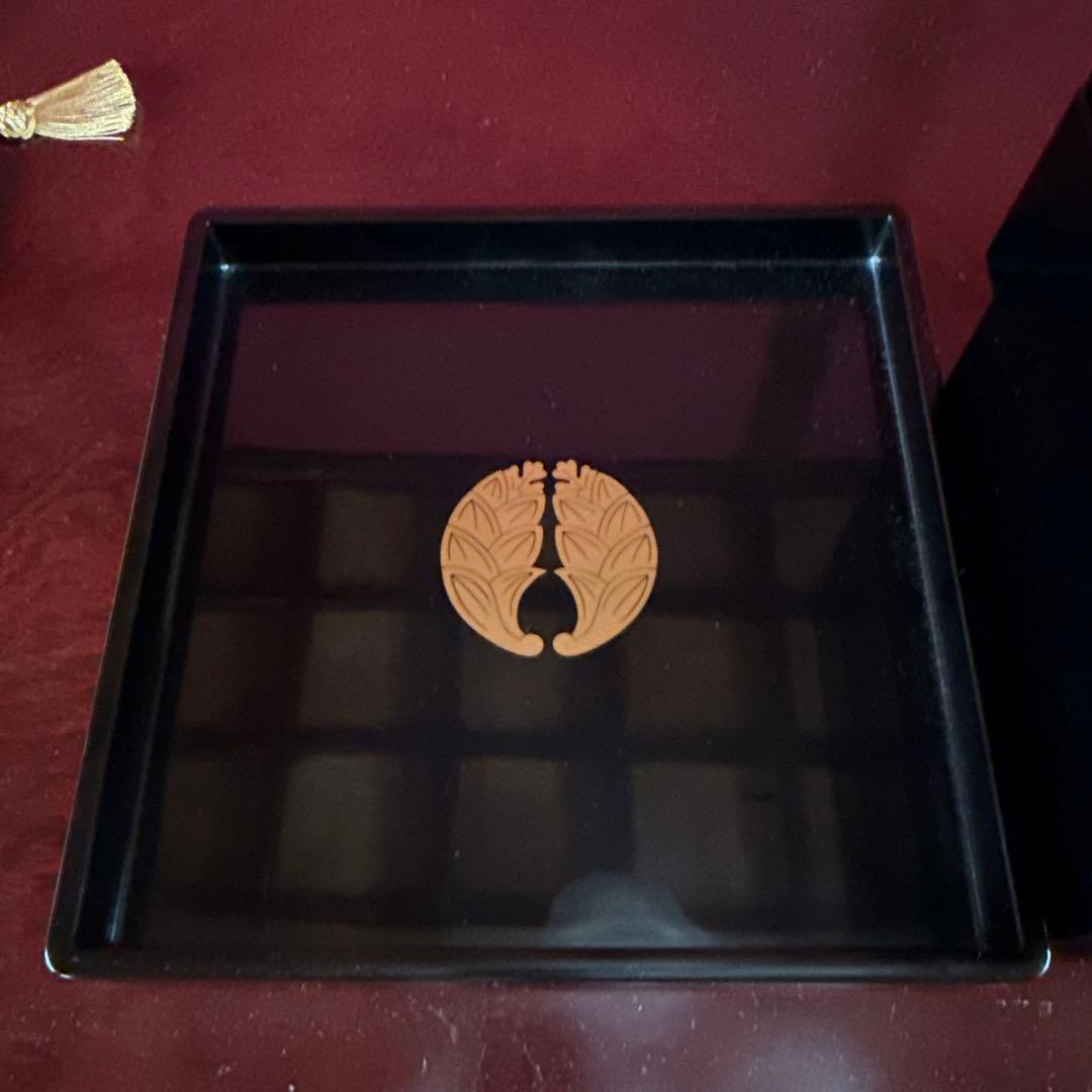 重箱　家紋入り　セット　アンティーク　お重　おせち　正月