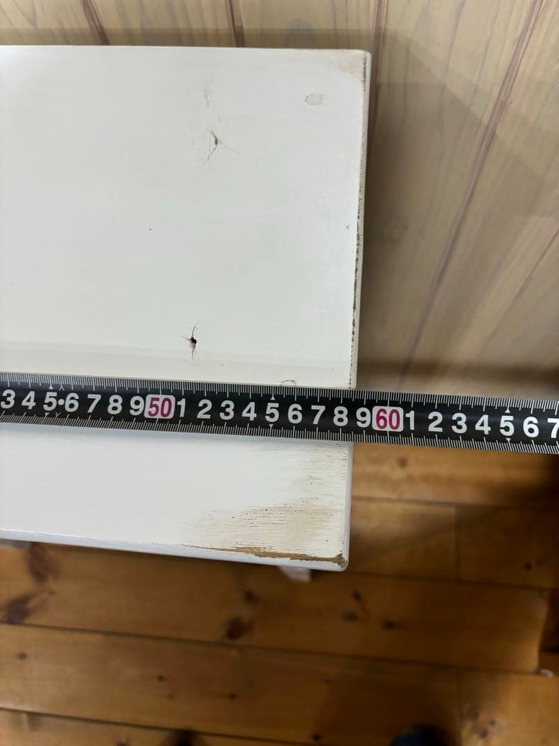 カントリー家具　ハンドメイド　シャビーホワイトアンティーク仕上げ　3段棚